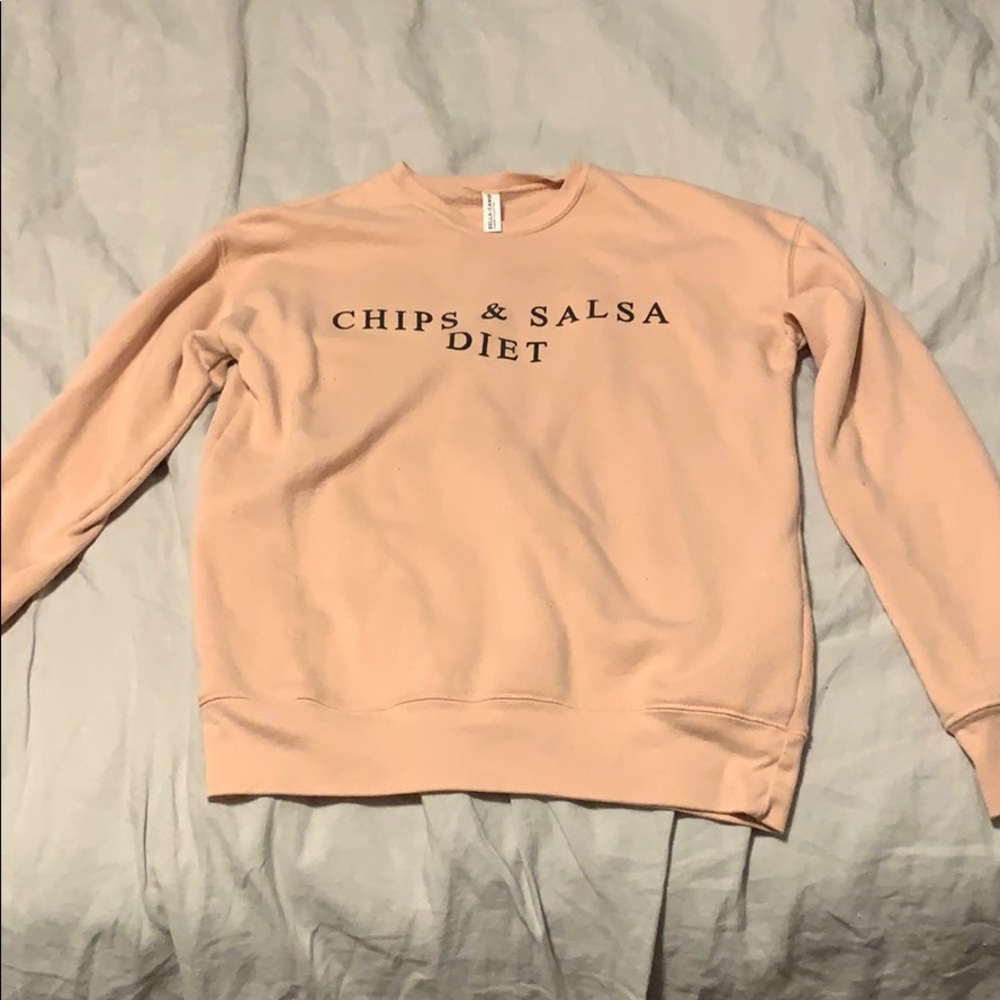 Peach chips and salsa diet sweatshirt